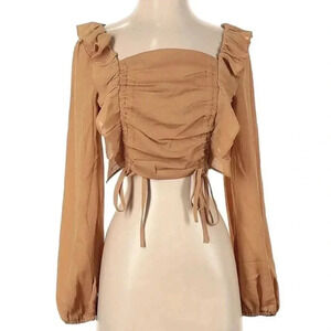 LE Lis NWT Cropped Ruched Tie Blouse